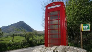 A red telephone box in Loweswater, Cumbria