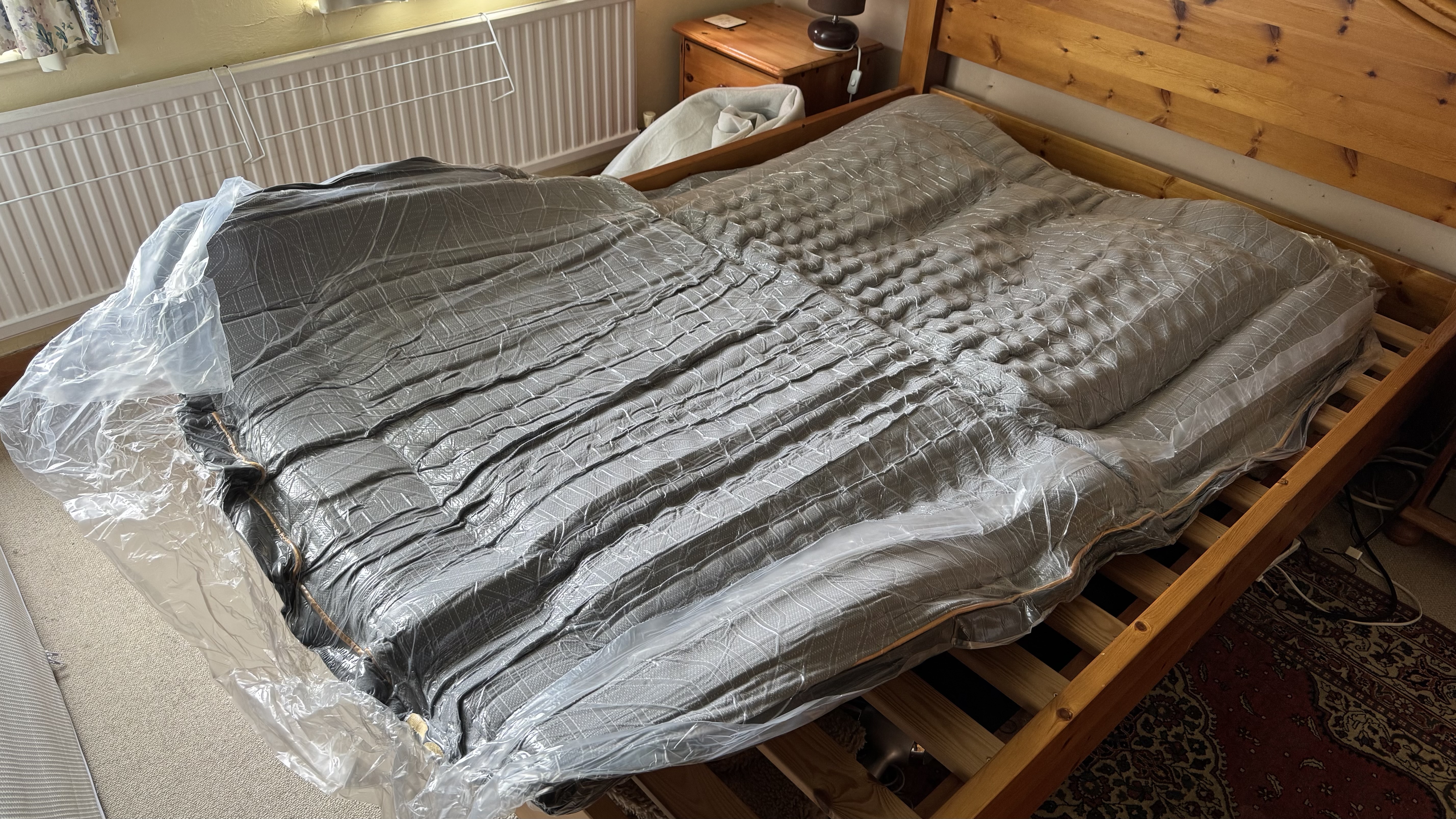 An EGOHOME Hybrid mattress starting to inflate.