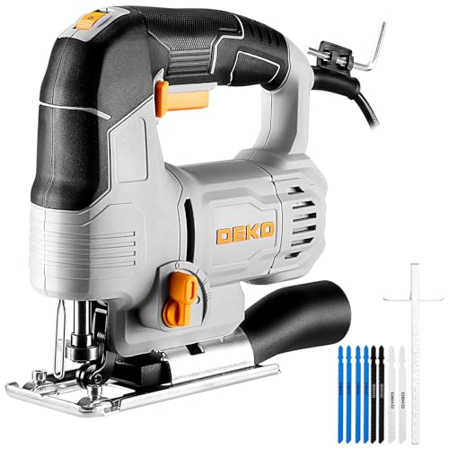 Electric Jigsaw Tool: Dekopro 550w Power Jig Saws Jigsaws Wood Cutter Machine, 6 Variable Speed 800-3000 Spm With Led, &amp;plusmn;45&amp;deg;bevel Cutting Cut Blades, With 8 Pcs Sawblades for Wood, Metal, Plastic