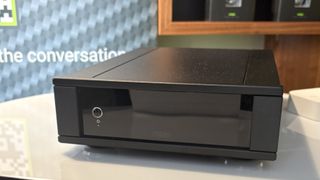 Rega AOS MC moving coil phono stage on a white table