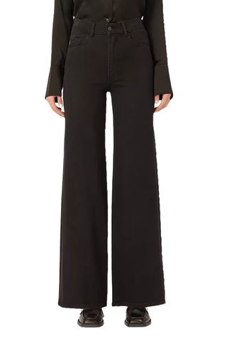 Hepburn High Rise Wide Leg Jeans in Jet Black