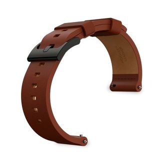 Moto 360, brown leather band with black buckle.