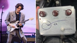 John Mayer playing live and a picture of a Klon Centaur