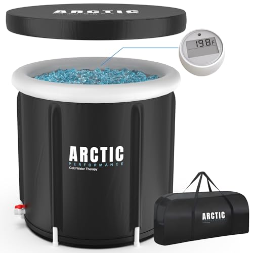 Arctic Performance&amp;reg; Ice Bath Tub for Recovery &amp;ndash; 400l Xl Portable Cold Water Therapy Tub for Athletes &amp;ndash; 5-Layer Insulated Cold Plunge Pool With Thermo-Tech Thermometer &amp;amp; Bag &amp;ndash; Outdoor Black