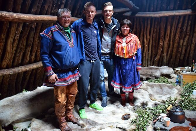 Marcel Kittel and Alexander Kristoff and some locals in the north of Norway