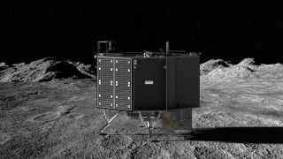 a cube-shaped lander on the moon