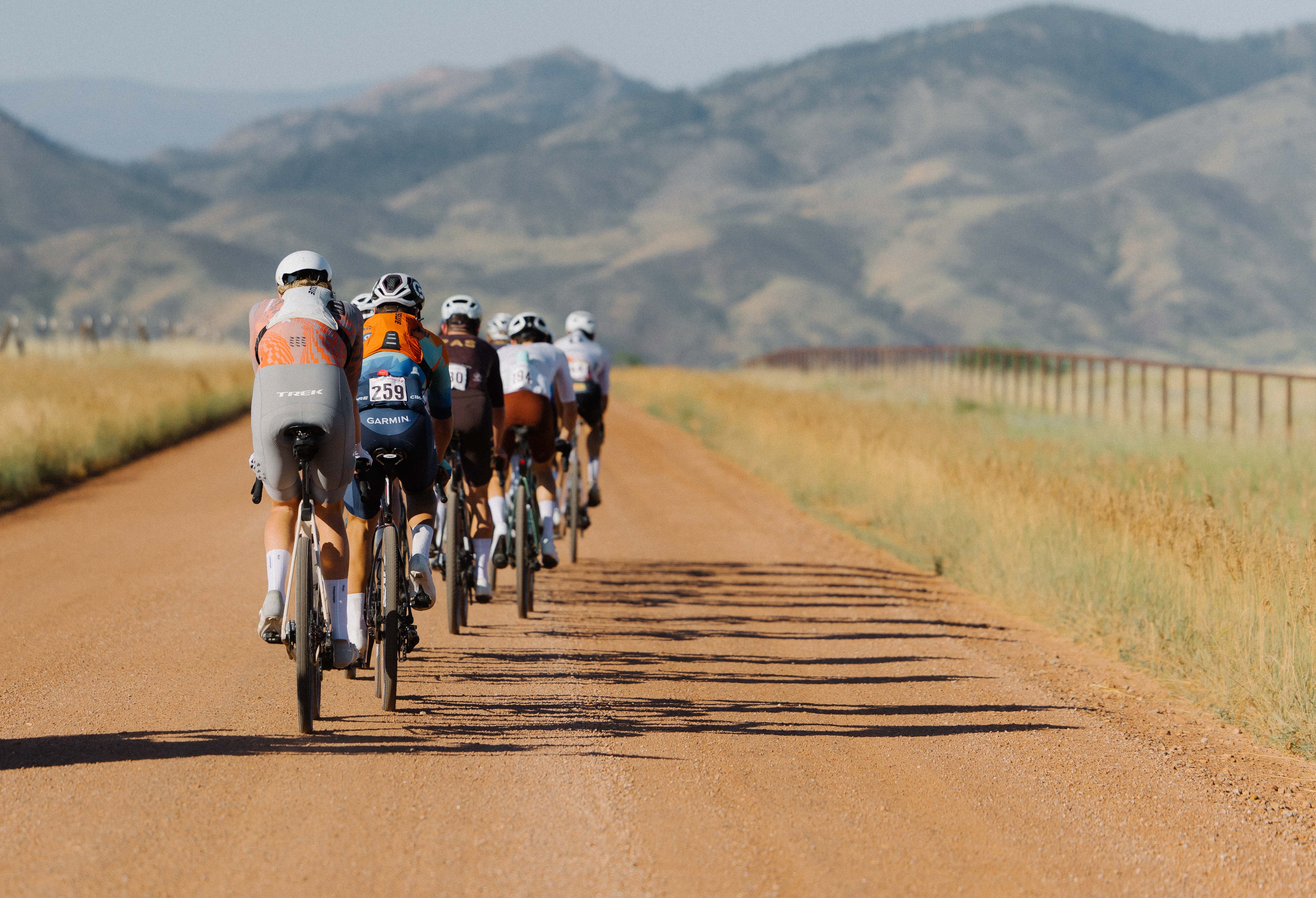 A group of riders heads toward stiffer terrain outside Fort Collins, Colorado