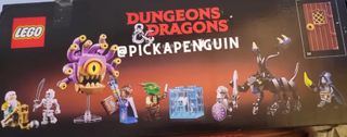 Box art showing Lego minifigs of a dwarf cleric, skeleton, beholder, and more