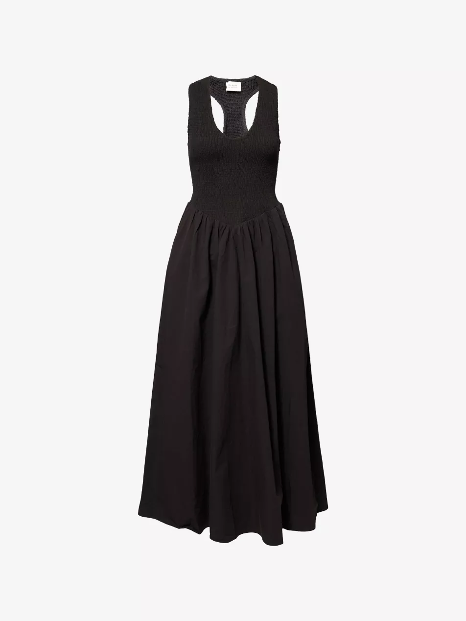 Florence Shirred Cotton Midi Dress