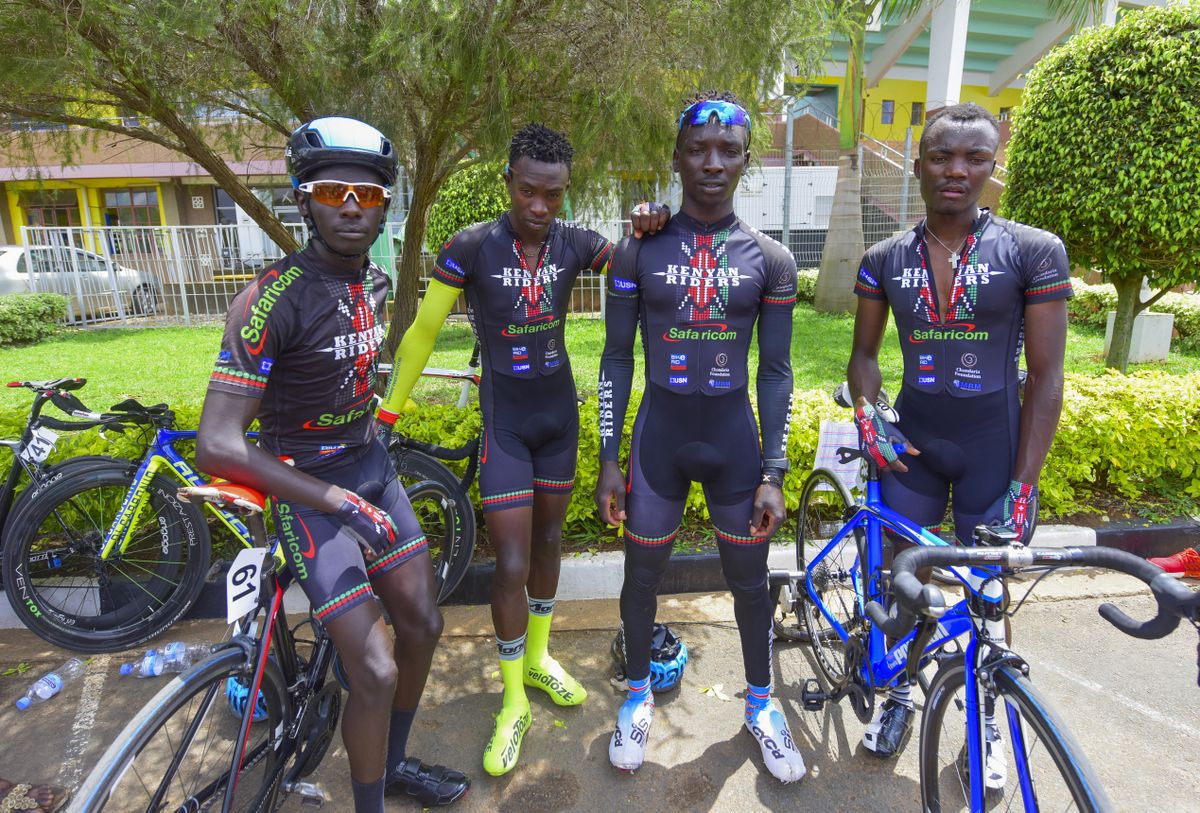 The Kenyan Riders Safaricom team at the Tour of Rwanda in 2017