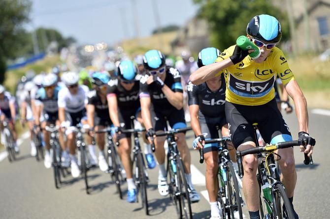 Christopher Froome (Sky) takes a drink