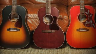 Gibson Special Acoustics [l-r]: the J-45, L-00 and Hummingbird get the Special treatment, with satin finishes and a stripped-down but pro-quality instrument that's ready for the stage.