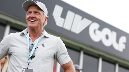 Greg Norman at the second LIV Golf Invitational Series event at Pumpkin Ridge