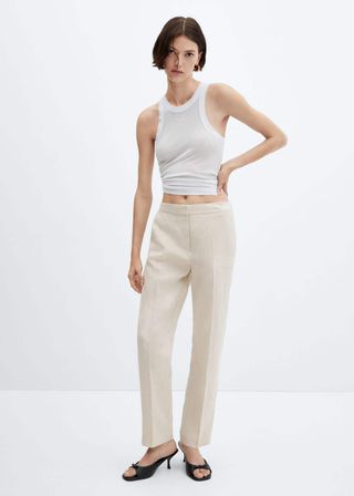 100% linen straight pants - Women