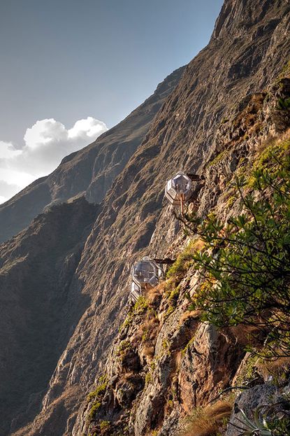 Metal pods on high mountain