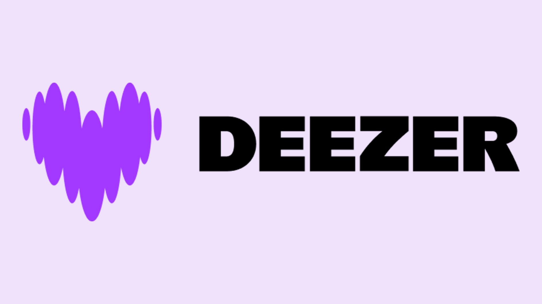 Deezer logo of purple heart on a light purple background.