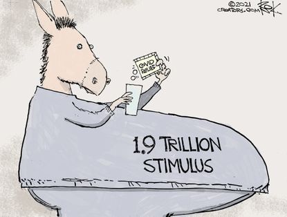 Political Cartoon U.S. democrats stimulus covid