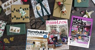 Christmas covers on a table of wrapped presents