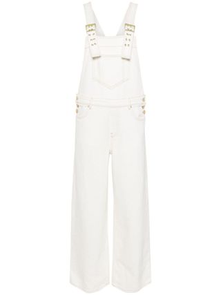 Contrast stitch denim overalls