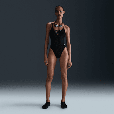Nike Swim Sneakerkini 2.0 Women's Cross-Back One-Piece - Black/black/white - Size Xs