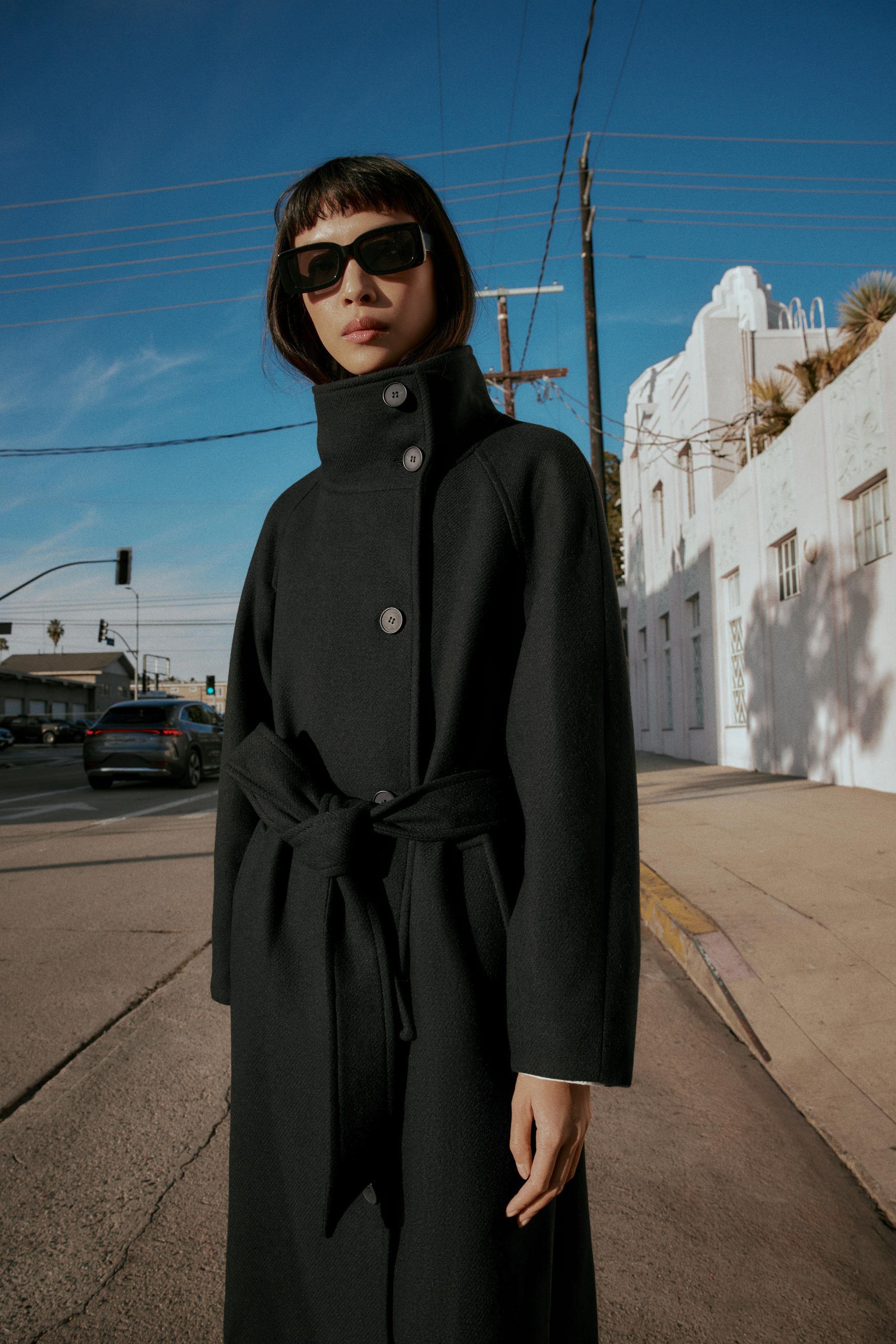 Long Wool Coat With High Neck
