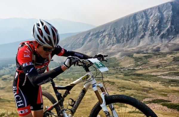 Josh Tostado (Bach Builders) suffers up the Wheeler Trail to a fifth place finish.