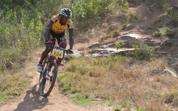 Rwandan Adrien Niyonshuti had bad luck out on course, with three punctures