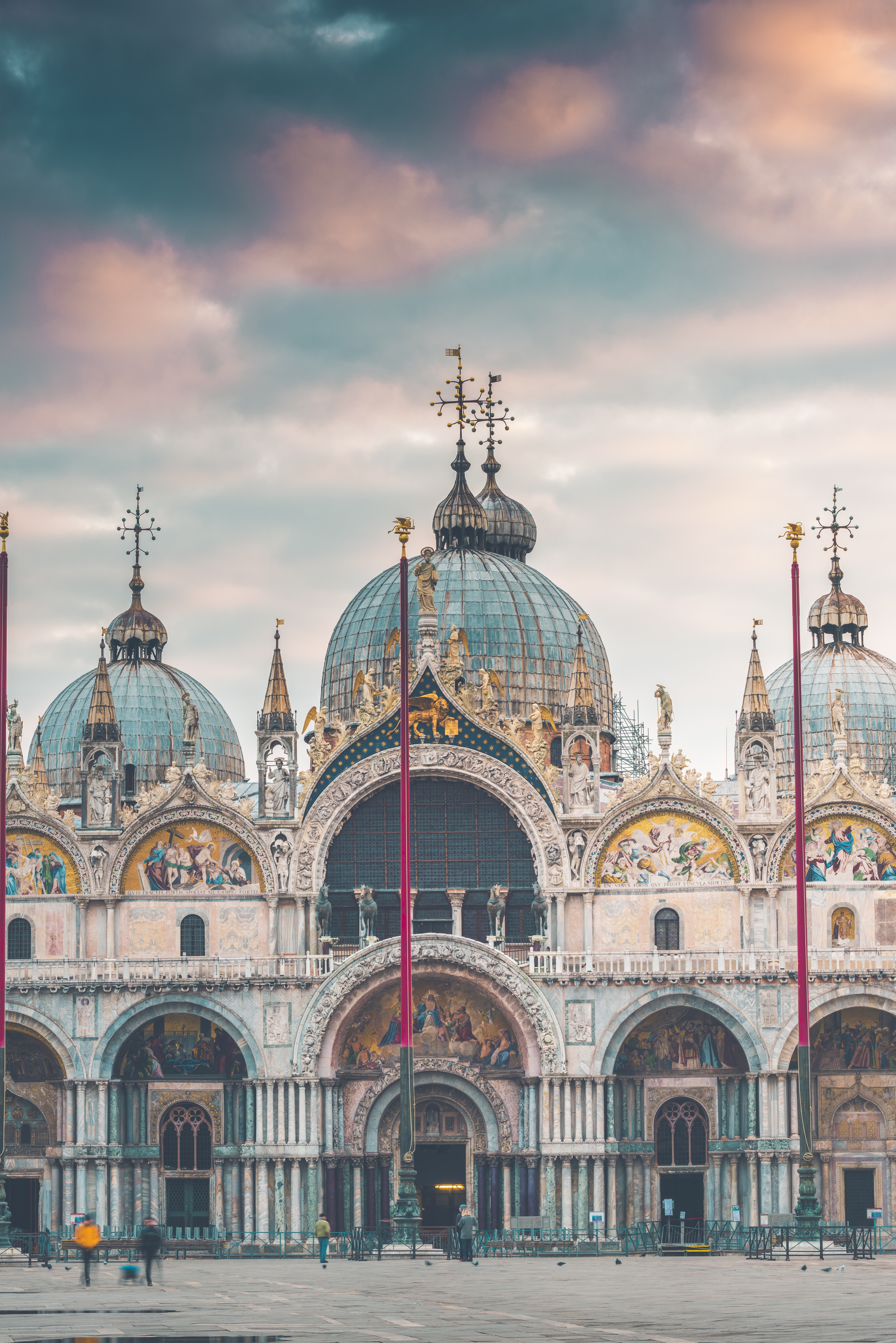 The facade of St Mark's Basilica in Venice