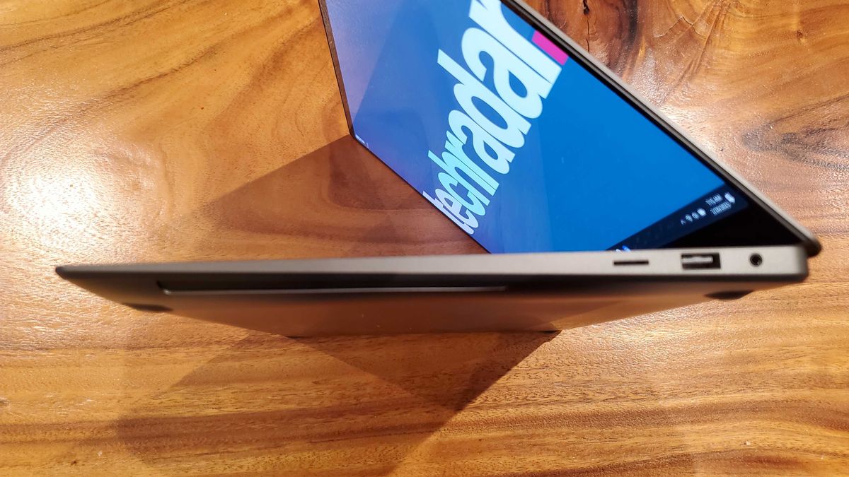 black Ultrabook on side and techradar logo displayed