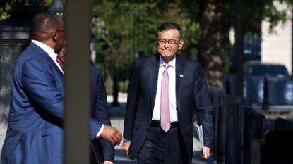 Intel CEO Lip-Bu Tan at the White House for a meeting with President Donald Trump