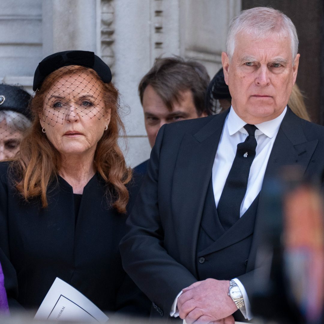 Sarah Ferguson and Prince Andrew both look somber while wearing black