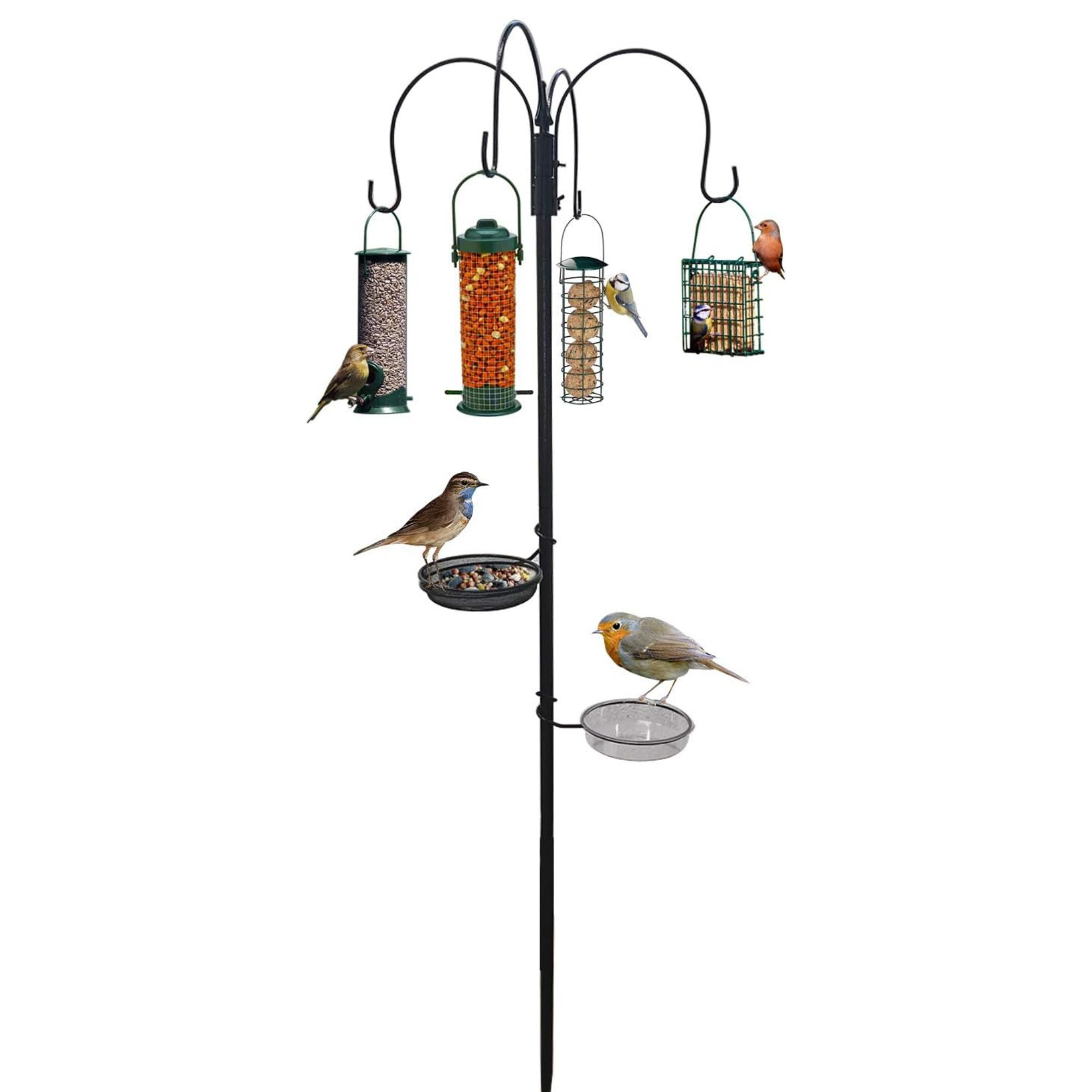 Crystals Garden Wild Bird Feeder Feeding Station With Water Bath Table, Seed Tray and Hanging Feeders