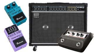 Roland JC-120 Jazz Chorus, Boss CE-1 Chorus Ensemble, Boss CE-2W Chorus and Boss DC-2W Dimension C