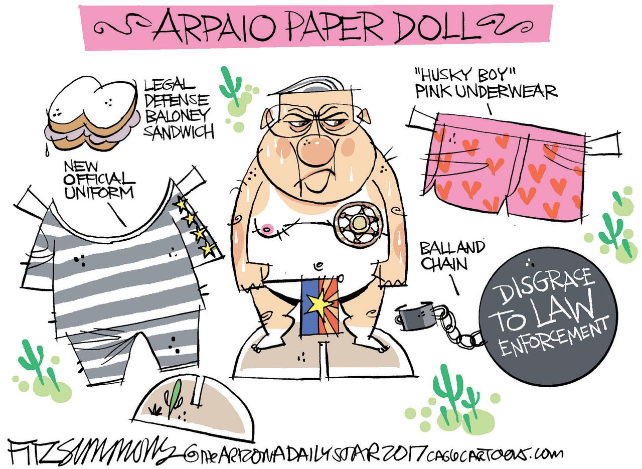 Political cartoon U.S. Sheriff Joe Arpaio conviction jail immigration