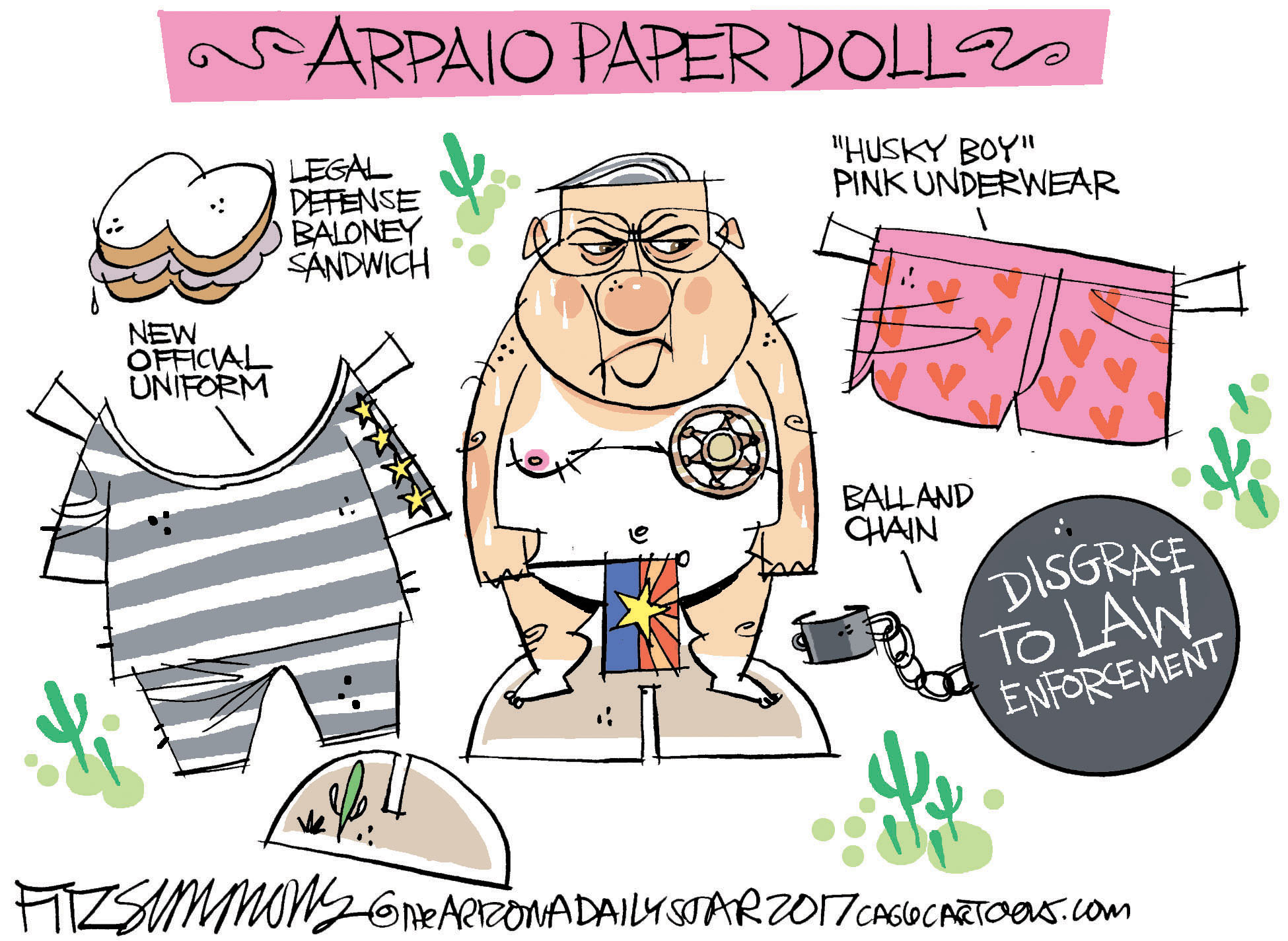 Political cartoon U.S. Sheriff Joe Arpaio conviction jail immigration