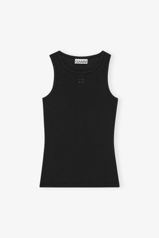 Black Soft Cotton Rib Tank Top