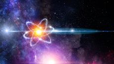 Illustration of a giant atom in outer space