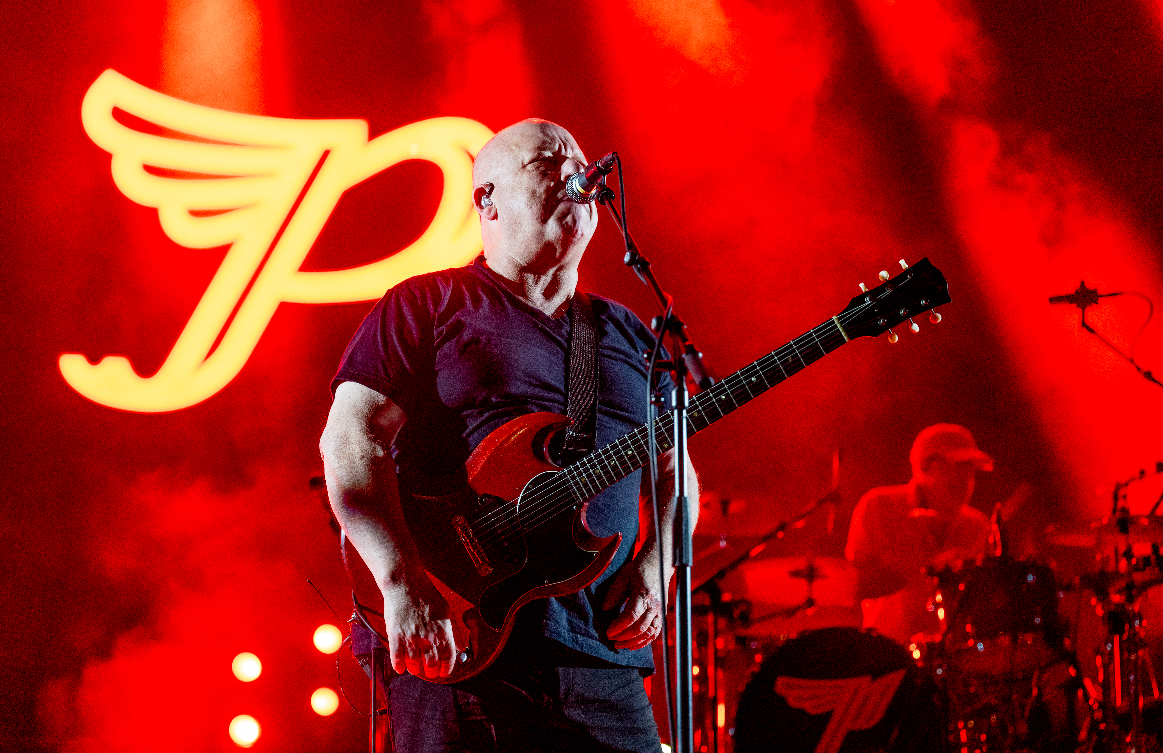 MANCHESTER, ENGLAND - MAY 24: Black Francis and David Lovering of Pixies perform at O2 Apollo Manchester on May 24, 2025 in Manchester, England. (Photo by Shirlaine Forrest/WireImage)