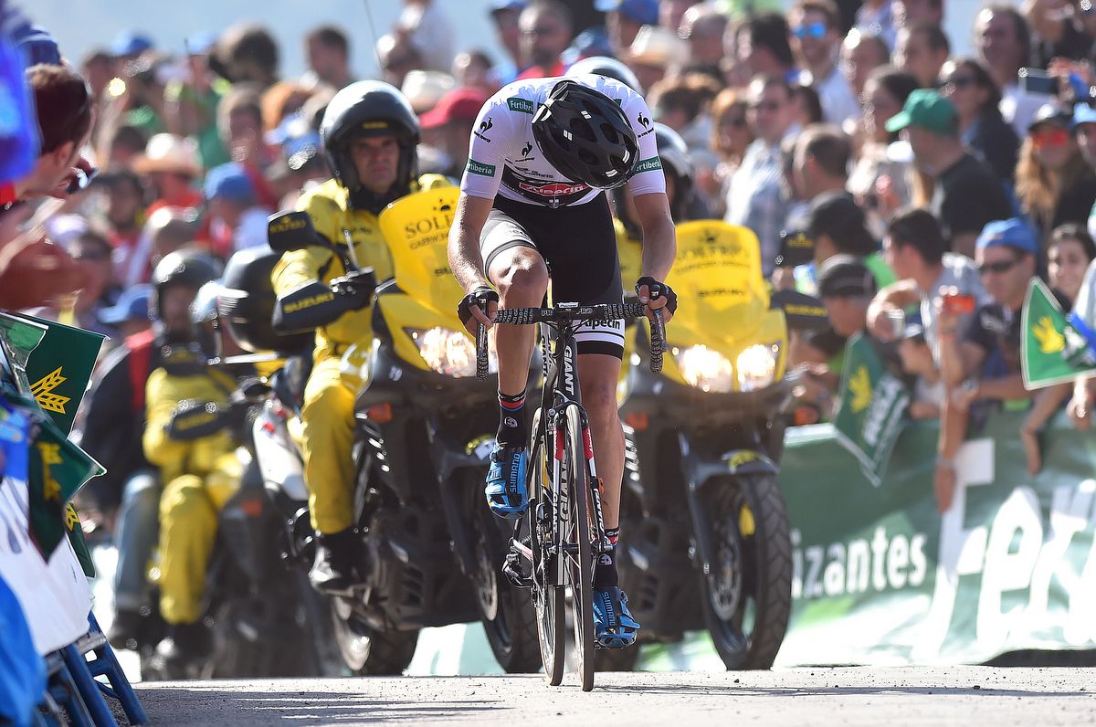 Tom Dumoulin (Giant-Alpecin) drops his ahead on the approach to the line
