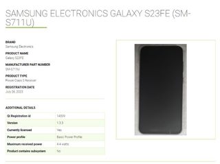 Galaxy S23 FE WPC listing