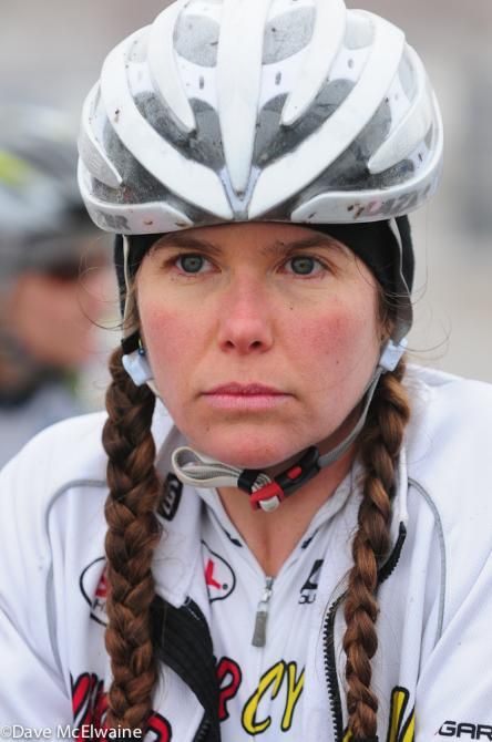 A racer concentrates on the front row