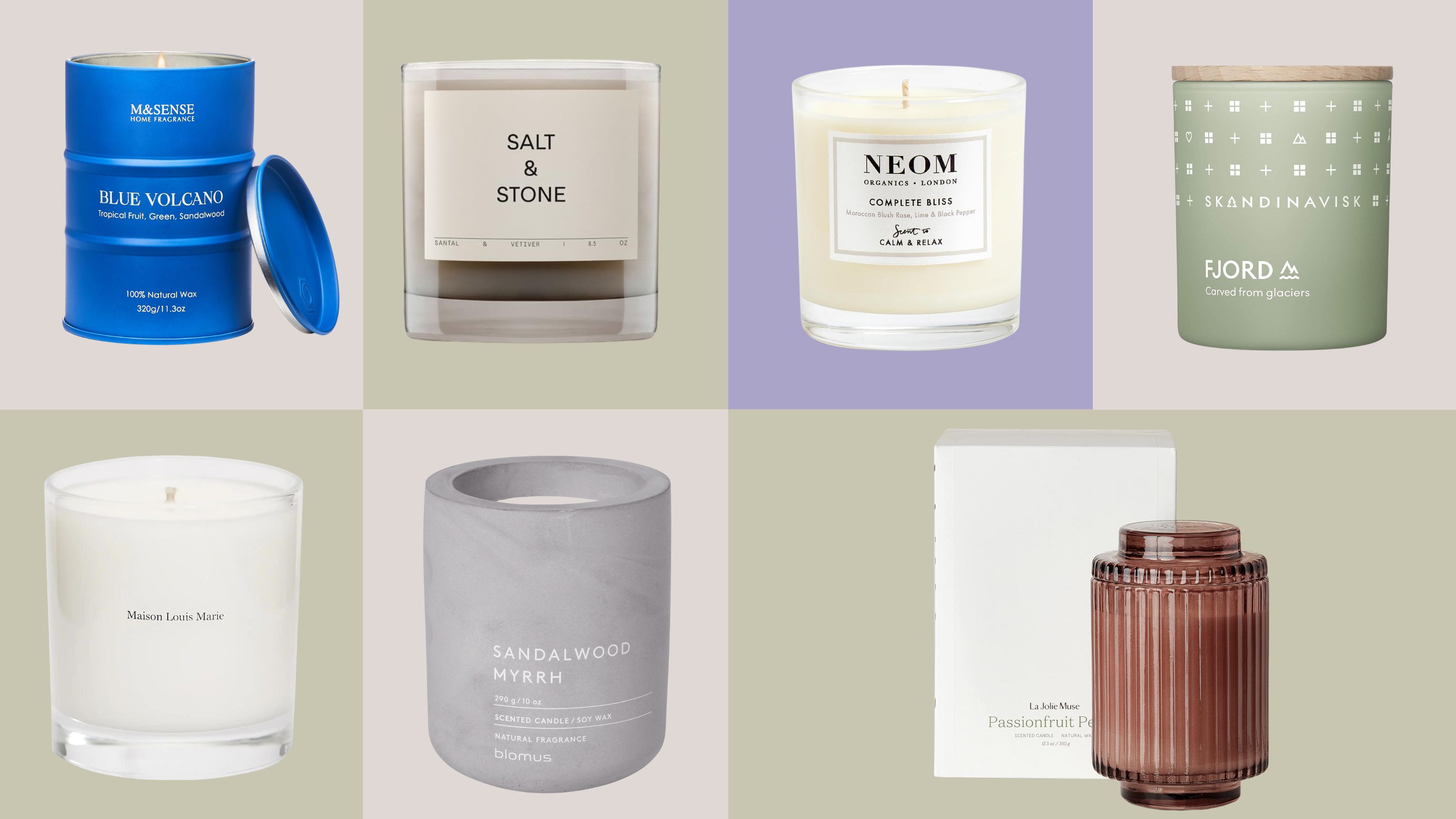 A group of branded candles from Amazon