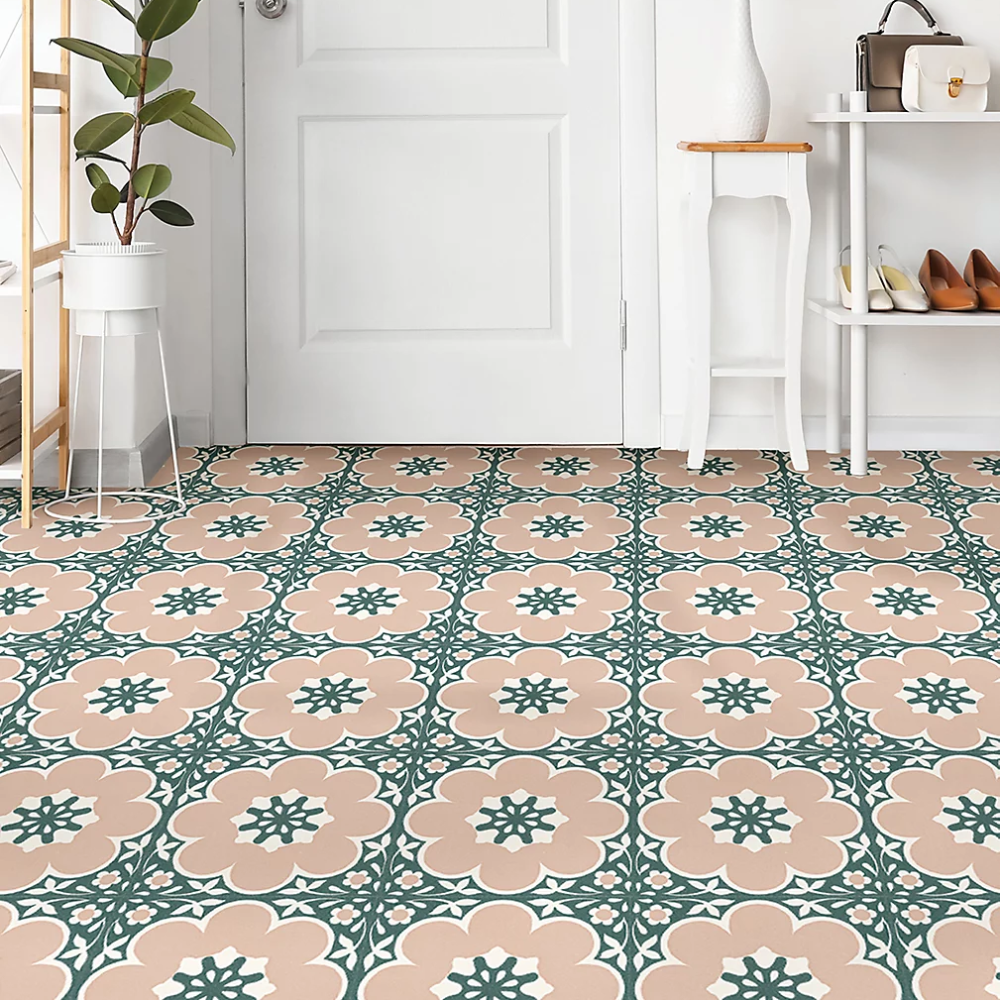 Floorpops Daphne Pink Peel &amp;amp; Stick Floor Tiles