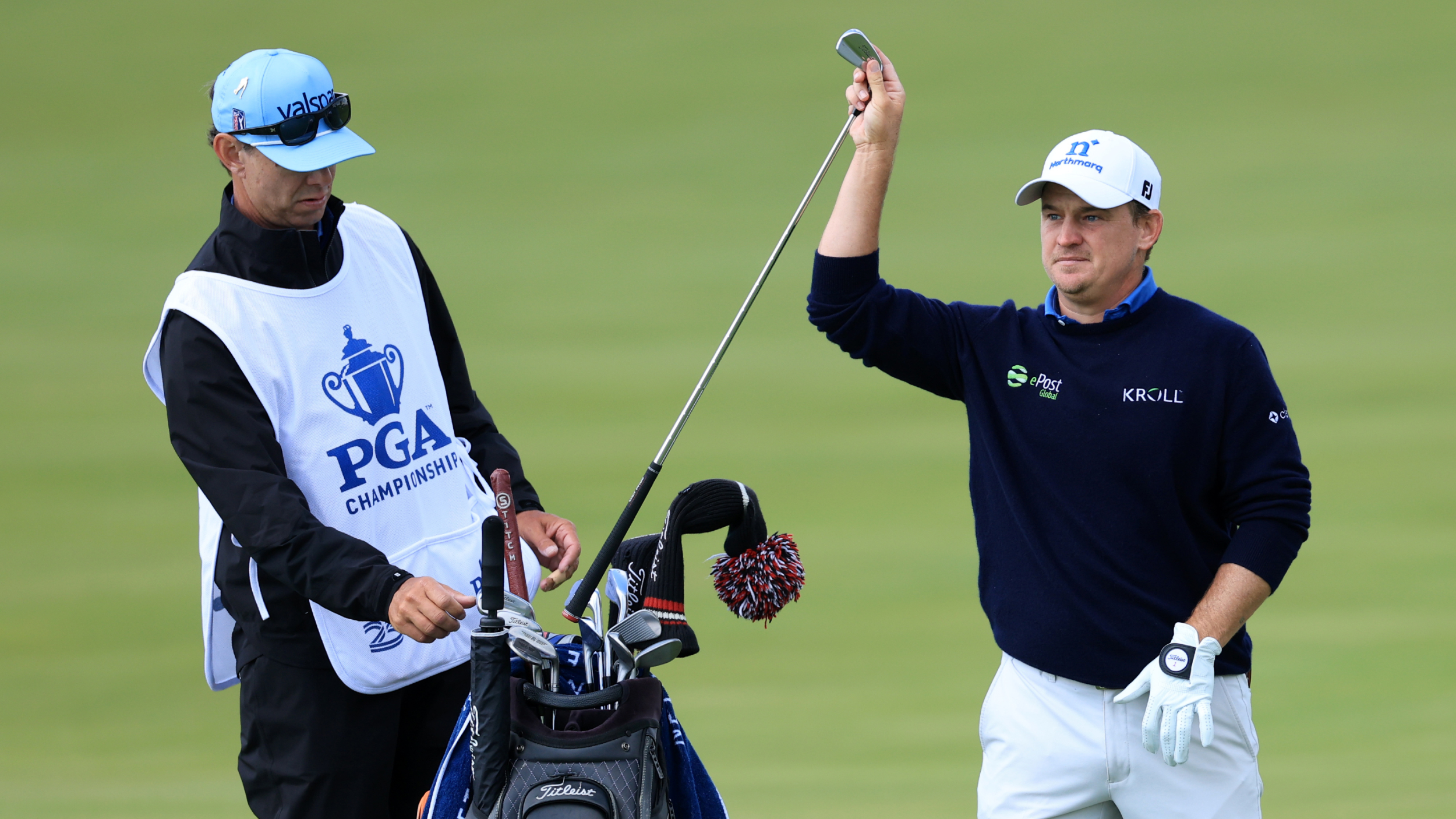 Bud Cauley and his caddie at the PGA Championship at Aronimink