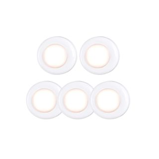 Five small circular adhesive lights