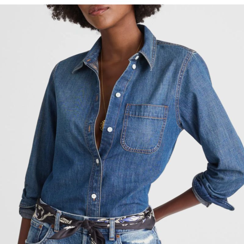 Madewell, Tuckable Denim Button-Up Shirt