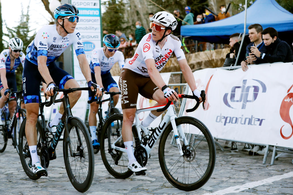 ALCALA LA REAL SPAIN FEBRUARY 17 LR Sep Vanmarcke of Belgium and Team Israel Premier Tech and Stan Dewulf of Belgium and Ag2R Citroen Team cross the finishing line during the 68th Vuelta A Andalucia Ruta Del Sol 2022 Stage 2 a 1506km stage from Archidona to Alcal La Real 982m 68RdS on February 17 2022 in Alcala la Real Spain Photo by Bas CzerwinskiGetty Images