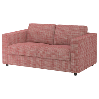 red patterned ikea sofa