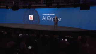 Snapdragon 8 Gen 1 AI engine being introduced onstage at the Snapdragon Tech Summit