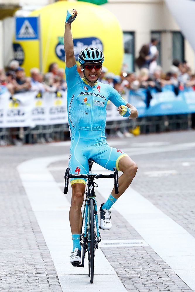 Tanel Kangert (Astana) celebrates winning stage 3 of the Giro del Trentino